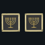 Gold Menorah Vergulde Manchetknopen<br><div class="desc">Gold Menorah</div>