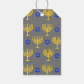 Gold Menorahs + Blue Stars Gift Labels Cadeaulabel (Voorkant)