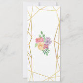 Gold Menu Wedding Reception Rustic Lijst Floral Kaart (Achterkant)