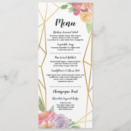 Gold Menu Wedding Reception Rustic Lijst Floral Kaart