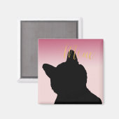 Gold Meow Kat blauw roze ombre Magneet (Voorkant / Achterkant)