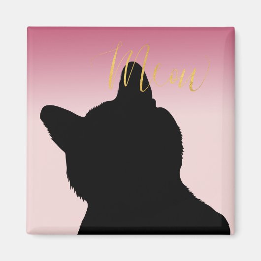 Gold Meow Kat blauw roze ombre Magneet (Voorkant)