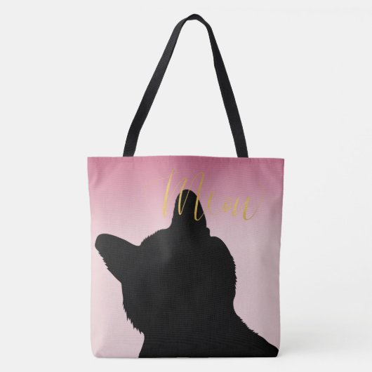 Gold Meow Kat blauw roze ombre Tote Bag (Voorkant)