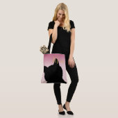 Gold Meow Kat blauw roze ombre Tote Bag (Op model)