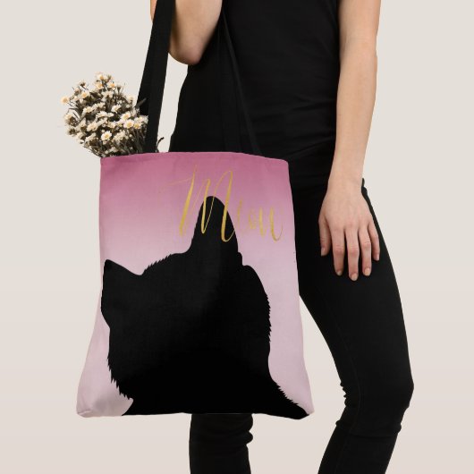 Gold Meow Kat blauw roze ombre Tote Bag (Dichtbij)