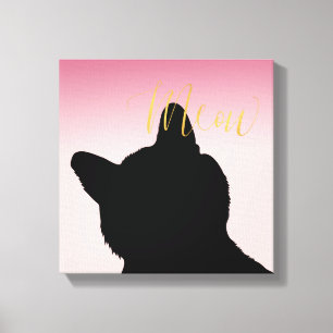 Gold Meow Kat Canvas Afdruk