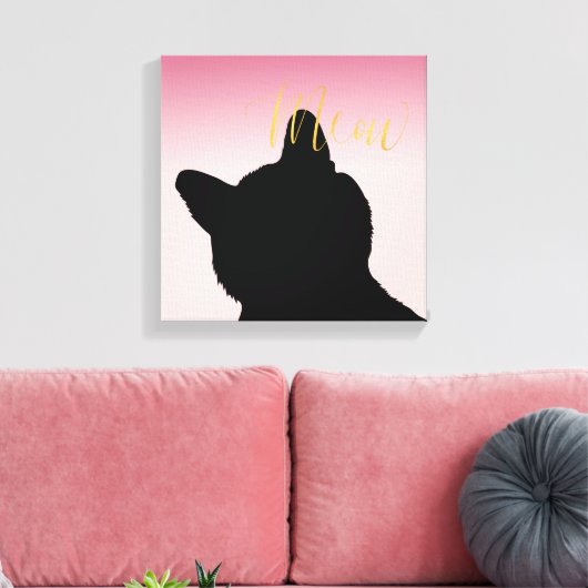 Gold Meow Kat Canvas Afdruk (Insitu (Woonkamer))