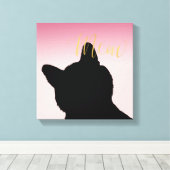 Gold Meow Kat Canvas Afdruk (Insitu (Houten vloer))