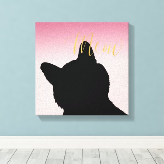 Gold Meow Kat Canvas Afdruk (Insitu (Houten vloer))