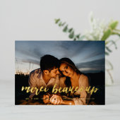 Gold Merci Beaucoup Hartelijk dank Folie Uitnodiging (Staand Voorkant)