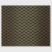 Gold Mermaid Black Scales Art Deco Seashell Lux Cadeaupapier (Vlak)