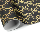 Gold Mermaid Black Scales Art Deco Seashell Lux Cadeaupapier (Rol Hoek)