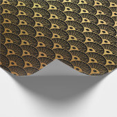 Gold Mermaid Black Scales Art Deco Seashells Cadeaupapier (Hoek)