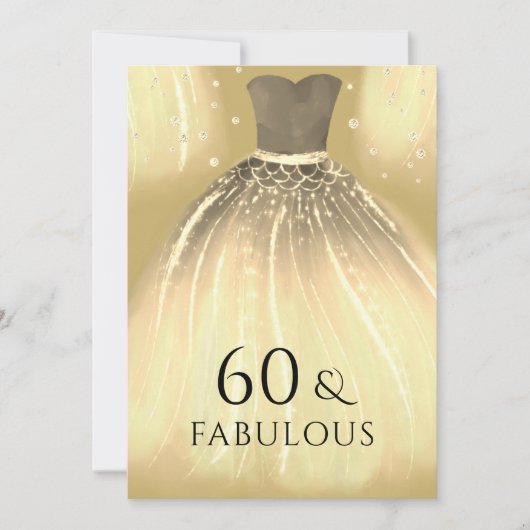 Gold Mermaid Dress 60 & Fabulous 60th Birthday Kaart (Voorkant)