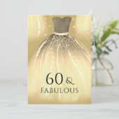 Gold Mermaid Dress 60 & Fabulous 60th Birthday Kaart (Staand voorkant)