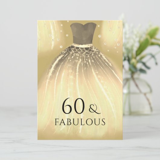 Gold Mermaid Dress 60 & Fabulous 60th Birthday Kaart (Staand voorkant)