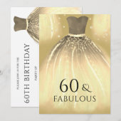 Gold Mermaid Dress 60 & Fabulous 60th Birthday Kaart (Voorkant / Achterkant)
