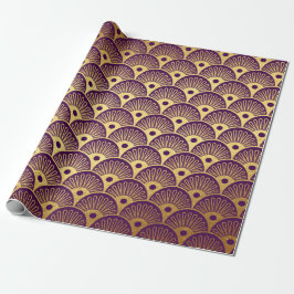 Gold Mermaid Plum Paarse Plum Scales Art Deco Shel Cadeaupapier