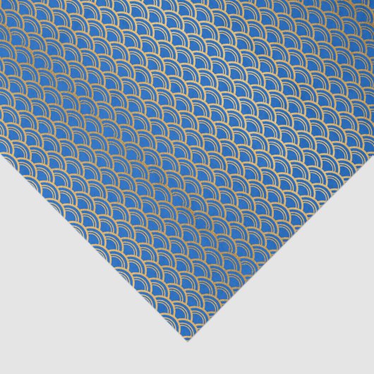 Gold Mermaid Scale op Royal Blue Tissuepapier (Detail)
