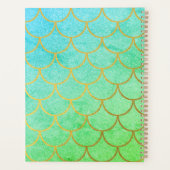 Gold Mermaid Scales Blauwgroen Glitter Pattern Mon Planner (Achterkant)