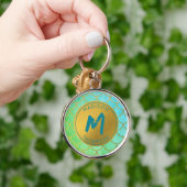 Gold Mermaid Scales Blauwgroen Glitter Pattern Mon Sleutelhanger (Hand)