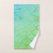 Gold Mermaid Scales Blauwgroen Turquoise Glitter Bad Handdoek (Handdoek)
