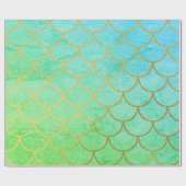 Gold Mermaid Scales Blauwgroen Turquoise Glitter Cadeaupapier (Vlak)