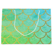 Gold Mermaid Scales Blauwgroen Turquoise Glitter Groot Cadeauzakje (Voorkant)