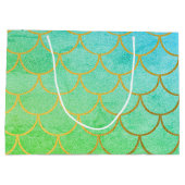 Gold Mermaid Scales Blauwgroen Turquoise Glitter Groot Cadeauzakje (Achterkant)