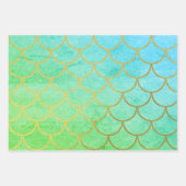 Gold Mermaid Scales Blauwgroen Turquoise Glitter Inpakpapier Vel (Voorkant 2)
