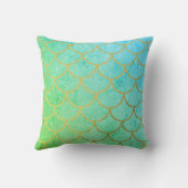Gold Mermaid Scales Blauwgroen Turquoise Glitter Kussen (Achterkant)