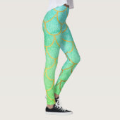 Gold Mermaid Scales Blauwgroen Turquoise Glitter Leggings (Rechts)