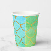 Gold Mermaid Scales Blauwgroen Turquoise Glitter Papieren Bekers (Rechts)