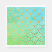 Gold Mermaid Scales Blauwgroen Turquoise Glitter Servet (Voorkant)