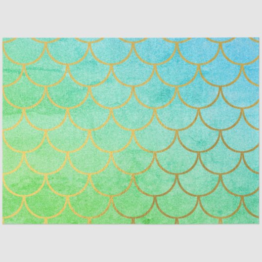Gold Mermaid Scales Blauwgroen Turquoise Glitter Tissuepapier (Voorkant)
