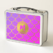 Gold Mermaid Scales Roze Glitter Pattern Monogram (Achterkant)