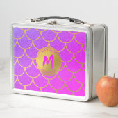 Gold Mermaid Scales Roze Glitter Pattern Monogram (In situ)