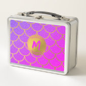 Gold Mermaid Scales Roze Glitter Pattern Monogram (Voorkant)