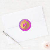 Gold Mermaid Scales Roze Glitter Pattern Monogram Ronde Sticker (Envelop)