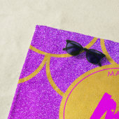 Gold Mermaid Scales Roze Glitter Pattern Monogram Strandlaken (In situ)
