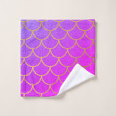 Gold Mermaid Scales Roze Paarse Glitter Bad Handdoek (Wasdoekje)