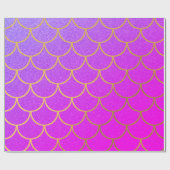 Gold Mermaid Scales Roze Paarse Glitter Cadeaupapier (Vlak)