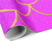 Gold Mermaid Scales Roze Paarse Glitter Cadeaupapier (Rol Hoek)