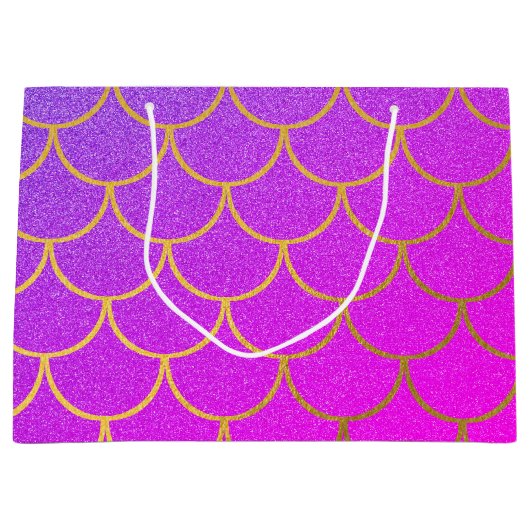 Gold Mermaid Scales Roze Paarse Glitter Groot Cadeauzakje (Voorkant)