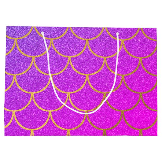 Gold Mermaid Scales Roze Paarse Glitter Groot Cadeauzakje (Achterkant)