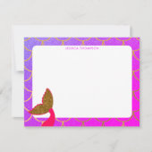 Gold Mermaid Scales Roze Paarse Glitter Kinder Notitiekaartje (Voorkant)