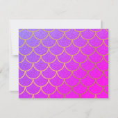 Gold Mermaid Scales Roze Paarse Glitter Kinder Notitiekaartje (Achterkant)