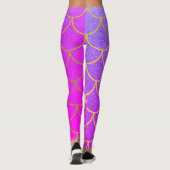 Gold Mermaid Scales Roze Paarse Glitter Leggings (Achterkant)
