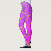 Gold Mermaid Scales Roze Paarse Glitter Leggings (Links)