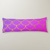 Gold Mermaid Scales Roze Paarse Glitter Lichaamskussen (Achterkant)